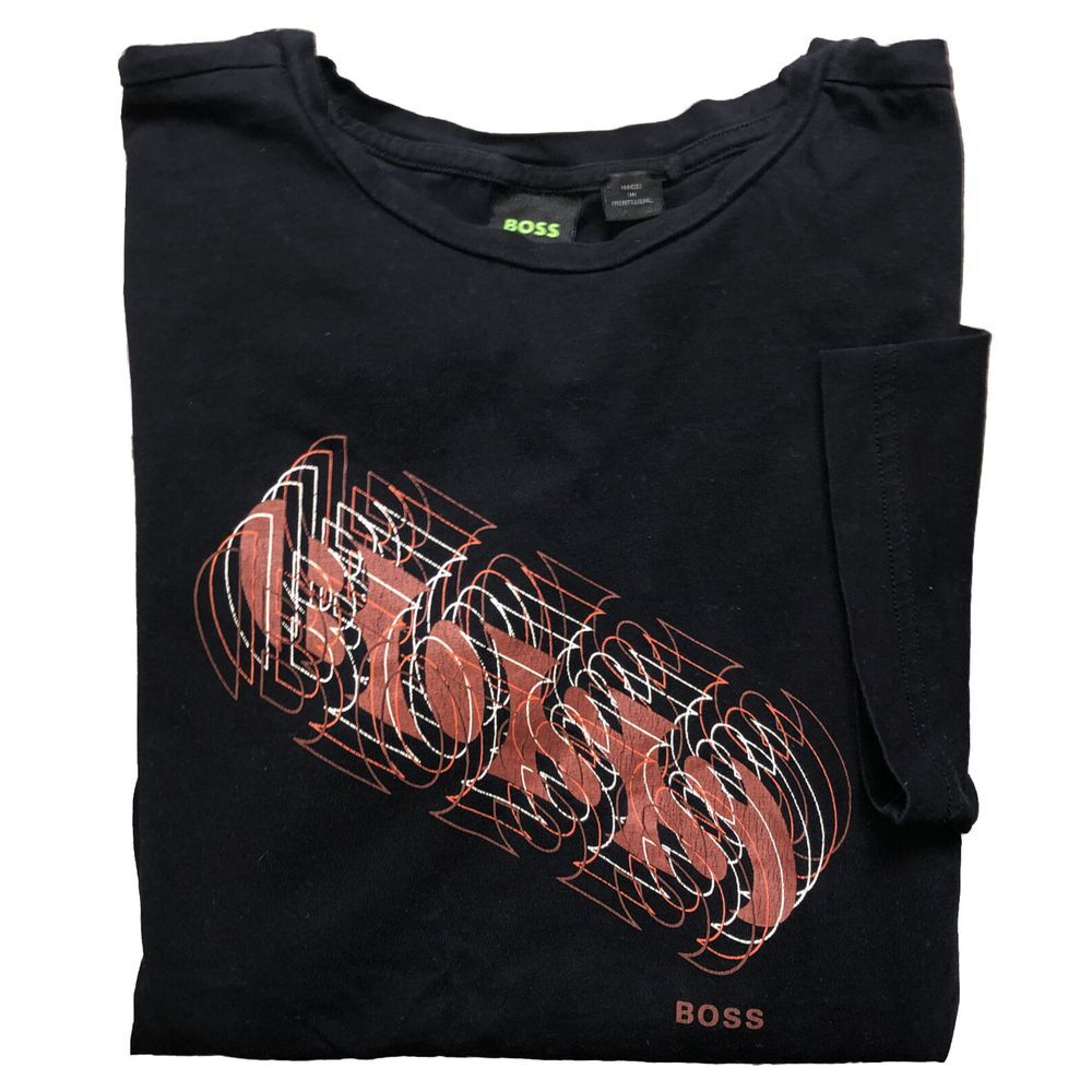 Hugo Boss Women's Overlapping‎ Logo Classic Black Short Sleeve T Shirt M
